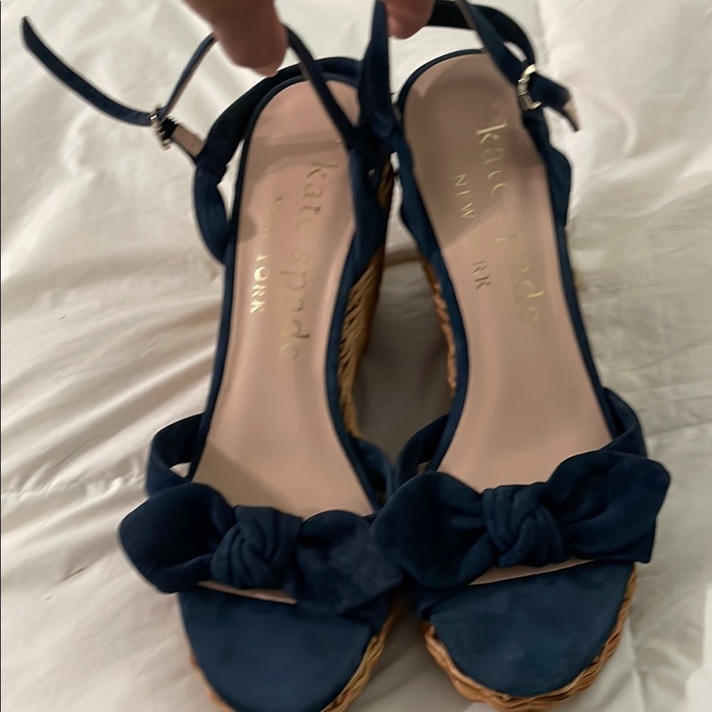 Kate Spade Blue Wedge Sandals with Ankle Strap